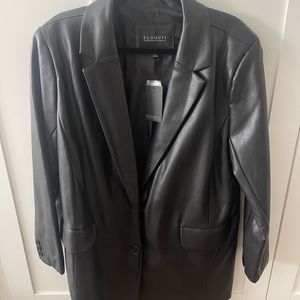 Black Faux Leather Blazer